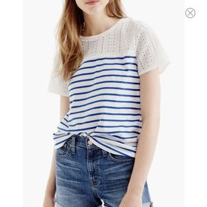 J crew eyelet stripe tee shirt XL